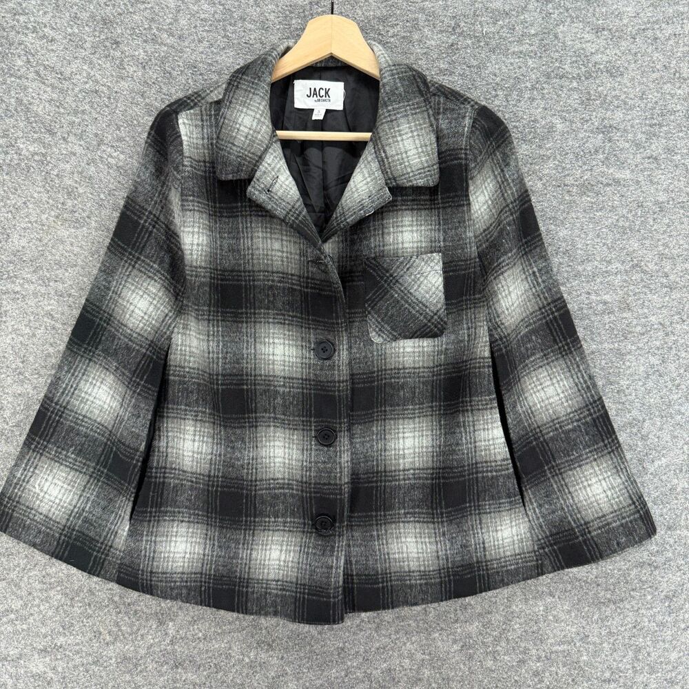 Jack Jacket Women S Small Black Plaid Button Up Collared Long Sleeve Pockets